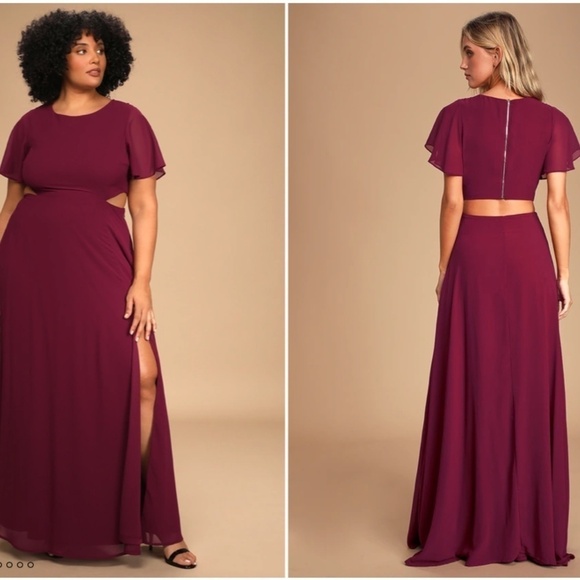 LULUS Elegant Wedding Bridesmaid Romantic Flowy Chic Flutter Sleeve Maxi Dress - Picture 3 of 5